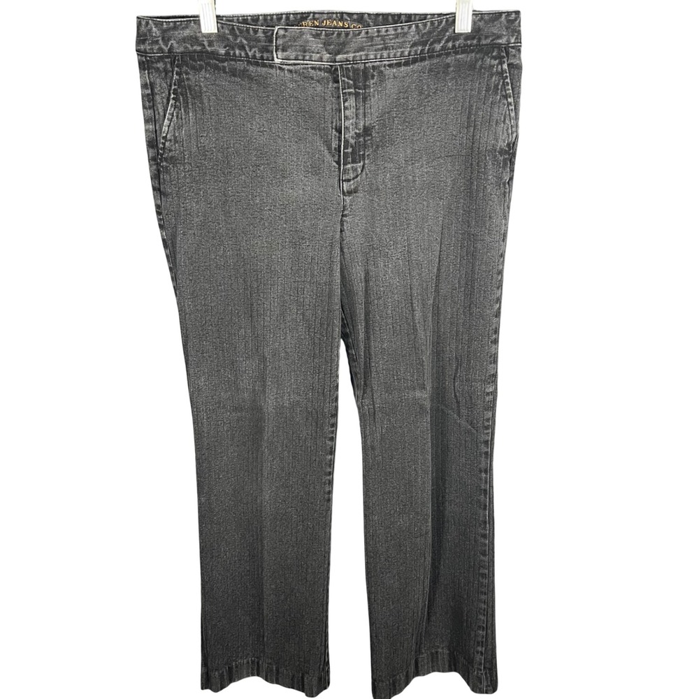 Ralph Lauren Jeans Women 14P Black Pinstripe Straight Leg Petite
